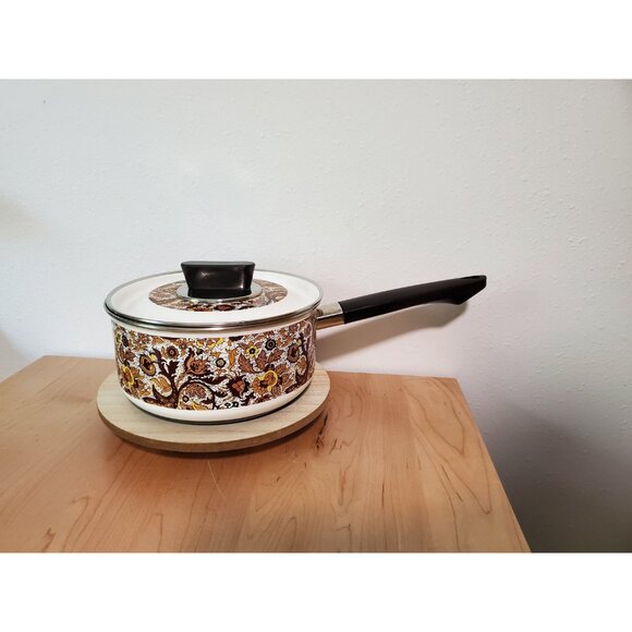 Prestige Japy Marne Brown Paisley Enamel Lidded Pot - Picture 2 of 10